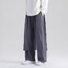 Pantalones Rectos de Algodón y Lino para Hombre 2025 Estilo Chino Algodón y Lino Falso Dos Piezas Pantalones Casuales Elegantes para Hombre Pantalones Rectos para Hombre Culottes