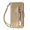 Funda protectora con cremallera para Huawei P20 LITE 2019 Y6Y7, funda de piel con purpurina y polvo brillante.