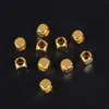 Contas de Rosário Nepalesas de Cobre, Contas Quadradas de Latão, Contas Quadradas Chanfradas, Contas com Cantos Arredondados, Contas Quadradas com Cantos Cortados de Latão Dourado K