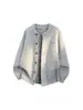 Cárdigan de Punto con Botones de Color Contrastante Estilo Old Money para Hombres y Mujeres Otoño Moderno Sensación Perezosa Relajada Prendas de Punto Holgadas Chaqueta para Pareja