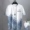 Traje de Manga Corta para Hombre Verano 2024 Nueva Marca de Moda Ins Seda de Hielo Top de Media Manga Camiseta Casual de Cuello Redondo de Secado Rápido