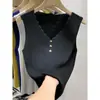 Camisola de Tricô de Seda de Gelo para Mulheres, Peça de Roupa de Verão, Adequada para Usar por Baixo de um Blazer, Top sem Mangas com Decote em V, Ajuste ao Corpo, Moderno