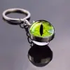 Chaveiro de Pupila Vertical Bola de Vidro Luminosa Divertida Olho Chaveiro Dragão Cobra Olho de Gato Pingente para Mochila de Estudante Presente