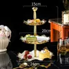 Venta al por mayor transfronteriza de Platos de Fruta Cerámicos Creativos de Lujo Ligero, Platos para Bocadillos de Té de la Tarde, Platos para Pasteles de Postre, Platos de Fruta de Dos y Tres Niveles