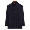 Traje Tang Estilo Chinês Masculino para Homens de Meia-Idade e Idosos, Camisa Fina de Manga Longa para Primavera e Verão, Traje de Seda Gelada, Hanfu Masculino