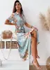 Otoño 2026 AliExpress Wish Amazon Más Vendido Primavera Verano Manga Corta Cuello en V Vestido Camisa Bohemio