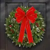 Lino Transfronterizo Moño de Terciopelo Rojo Árbol de Navidad Pascua Acción de Gracias Fiesta Fondo Corona Colgante de Chimenea Decoración