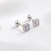 Aretes de Trébol de Cuatro Hojas para Mujer, Estilo Coreano Zirconia Aurora Uñas para Hueso de la Oreja, Dulces y Frescos Aretes Perforantes con Hebilla de Tornillo