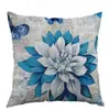 Funda de Almohada Patrón de Flor Epiphyllum Azul Vintage de Primavera Mariposa Transfronteriza Temu Amazon Más Vendido Personalizable Al Por Mayor