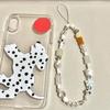 Cachorro e Isla - Colgante para teléfono móvil original de Xiaohongshu, hecho a mano con cuentas CCD, cuerda antipérdida para cámara