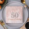 Toalha de mesa dourado rosé para festa de 80 90 100 anos descartável suprimentos de festa louças de festa papel toalha