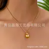 Wei Xue con estilo antiguo bola bi bola bola collar diamante pequeña bola de oro bola collar nueva cadena suéter chino mujer