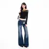 Jeans acampanados de mezclilla lavada color naranja joven para mujer, corte slim, elegantes, versátiles y chic