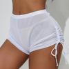 507# Nuevo Transfronterizo Europeo y Americano Malla Transparente Cintura Alta Elástico Casual Shorts Shorts Deportivos Bikini de Mujer