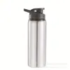 Botella de agua deportiva de acero inoxidable de una sola capa, boca ancha, gran capacidad, taza de agua para montañismo, botella de agua fría para exteriores con asa, taza para montar