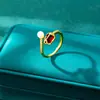 Anillo de Dedo Índice con Diseño de Flor Transfronterizo para Mujer Oro Arena Vietnamita Incrustado Zirconio Anillo de Tulipán Joyería de Lujo de Moda Venta Directa