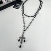 Collar de cuentas cruzadas de estilo gótico, cadena de suéter apilada larga, nicho de diseño de alta gama, joyería de moda europea y americana