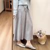 Otoño e Invierno 2025 Nuevo Estilo Coreano Ins Casual Engrosado Ropa de Trabajo Aspecto Adelgazante Cintura Alta Longitud Media Falda de Punto para Mujer
