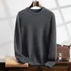 Suéter de Cashmere Gola Redonda 2026 Outono e Inverno Novo Suéter Básico Masculino Liso Espessado Estilo Coreano Solto Suéter de Puxar
