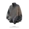 Estilo Caliente de Otoño e Invierno Tendencia Estilo Coreano Cremallera Doble Cuello Alto Cardigan de Punto Suéter Ropa de Punto para Hombre