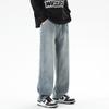 Calça Jeans Wide Leg Masculina Primavera e Outono Nova Moda Marca Lavada Solta Reta Vibe Americana Retro High Street Calça Casual