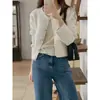Cardigã de tricô com gola redonda, estilo coreano, chique, versátil, macio e confortável, uma nova coleção de outono para mulheres, estilo 25466