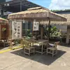 Mesas y sillas de aluminio y bambú para exteriores, bambú simulado, adecuadas para barbacoas en el patio, camping, mesas de aluminio y bambú al aire libre, mercados, granjas y sombrillas de paja.