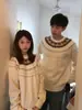 2025 Nuevo Estilo Otoño Estilo Perezoso Versátil Tejido Jacquard Retro Cuello Redondo Suéter de Punto para Hombres y Mujeres