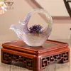Dragão e Fênix Estilo Chinês Esmaltados Ruyi Enfeites Zen para Casa Desktop Lótus Cabaça de Lótus Pequeno Bule Decoração de Presente