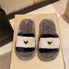 Nuevas Pantuflas de Felpa con Pedrería Cálidas en Forma de Corazón para Mujer, Otoño e Invierno Moda Hogar Pantuflas de Algodón de Suela Gruesa Fabricante
