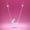 Collar de Estrella y Luna, Colgante Brillante de Estrella y Luna, Cadena para Clavícula, Lujo Ligero, Gama Alta, Regalo de San Valentín, Versátil
