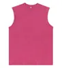 Camiseta sin mangas desgastada lavada de 230 g con logo estampado de algodón puro, hombros descubiertos, chaleco holgado, camiseta retro oversize europea y americana
