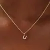 El Collar con Letra Más Vendido de Amazon con Diamantes, Exportación Personalizada Chapado en Cobre con Oro Real de 14K, Cadena para Clavícula, Regalo de Moda para Fiestas