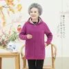 Casaco de lã feminino de meia-idade e idosos para outono e inverno, suéter de lã com capuz de vovó, suéter casual de comprimento médio e espesso