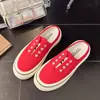 Mules Casuais de Lona Femininas Verão 2026 Novo Estilo, Sapato Slip-On com Solado Grosso Sem Salto, Sapatos Versáteis Preguiçosos, Estilo Ins