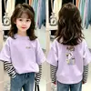 Nueva colección de otoño 2026: Camiseta elegante y moderna de manga larga a rayas para niñas, hecha de algodón puro, adecuada para niños mayores