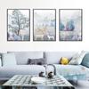 Pintura Decorativa para Sala de Estar Pintura de Parede de Fundo para Sofá Pintura de Parede Suspensa Moderna Simples Mural Estilo Nórdico Quarto Parede Tríptico