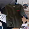 Camiseta Branca de Algodão Manga Curta Ombro Direito para Mulheres Verão 2025 Novo Estilo Quente Cor Damasco Leitoso Top Versátil de Textura Solta Ins