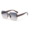 Gafas de Sol Sin Marco de Borde Cortado Estilo Nuevo Europeo y Americano para Celebridades de Internet, Transfronterizas, para Hombres y Mujeres con Rostros Cuadrados y Redondos, Gafas de Sol de Gama Alta para Vacaciones en la Playa