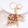 Lujo Ligero Creativo Elefante Sol Llavero Anillo Colgante Pequeño Coche Mochila Pedrería Metal Animal Llavero