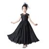 Vestido de Performance de Piano Infantil Renda Sem Mangas Preto Violin Performance Vestido de Performance Infantil de Manga Longa