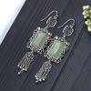 Pendientes de borla retro con palabra Xi de jade hetiano de imitación de plata tailandesa galvanizada de El Yuan National Tide, temperamento de nicho de alto sentido, venta al por mayor
