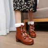 21 Zapatos Nuevos de Caramelo con Lazo Botines Cortos para Mujer Tacones Medios Gruesos Exportación a Lista de Deseos de Amazon Zapatos de Talla Grande