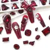 Nuevo taladro de uñas Ancora rojo k9 al por mayor flash cuadrado grueso corazón torcido cuadrado largo ángulo recto fondo puntiagudo taladro decoraciones de uñas