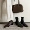 Karalinsan2026 Botines Nuevos Otoño/Invierno con Tacón Grueso de 4.5 cm Punta Cuadrada Francesa Botas Elásticas Ajustadas para Mujer