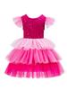 Fantasia de Folha Vestido Novo Vestido de Performance Infantil Vestido Tutu Rosa Gradiente Lantejoulas Vestido de Princesa Bolo