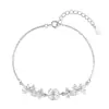Pulseira flor de glicínia em prata de lei S999 pulseira flor de zircônia redonda doce vento frio joias de luxo leve atacado mulheres