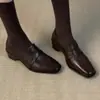 Zapatos de vestir retro estilo francés, nueva colección primavera/otoño para mujer, mocasines de tacón grueso, zapatos de trabajo 2026, negros, zapatos pequeños de cuero a la moda