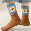 Calcetines para niño para otoño e invierno, diseño de leoncito de dibujos animados, de caña alta, leggings de otoño e invierno, calcetines de tubo medio para niños, niños, bebés, estudiantes
