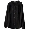 Blusa elegante y casual para mujer, perfecta para principios de otoño, con cuello con volantes y mangas largas, diseñada para figuras de talla grande. 0965